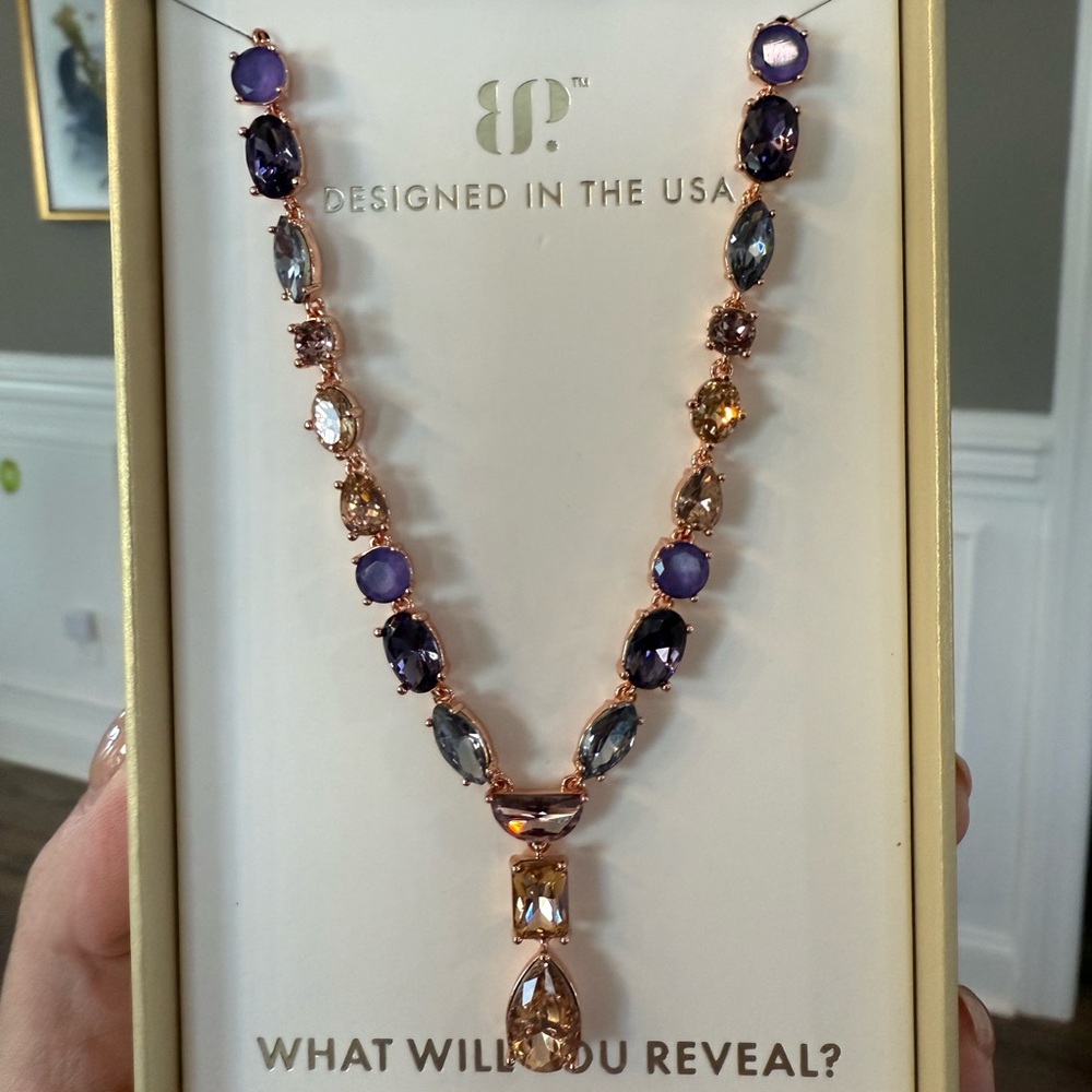 Bomb Party Holiday Jewel Candy Necklace in Orchid Peach Embers, Rose Gold